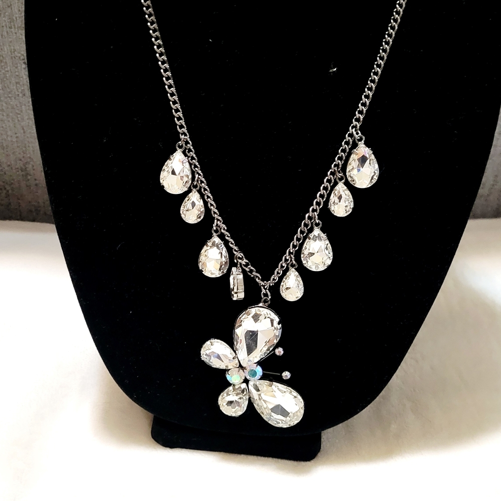 Traci Lynn Silver Necklace with Crystal Accents